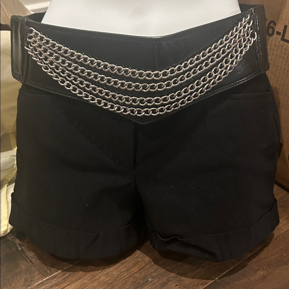 Bold Black Baddie Silver Chain Vegan Patten Leather Belt